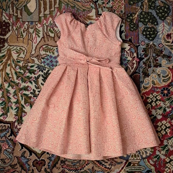 Iris and Ivy Pink and Gold Brocade Dress Size 4 - Picture 2 of 3